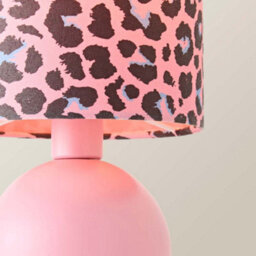Valuelights Miley Pink Leopard Print Fabric Compact Bedside Table Lamp With Bulb - thumbnail 4