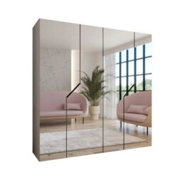 Arte Cashmere Blomvik Iii Hinged Wardrobe 200 Cm - Soft-Tone Mirrored Wardrobe For Serene Organisation - thumbnail 2
