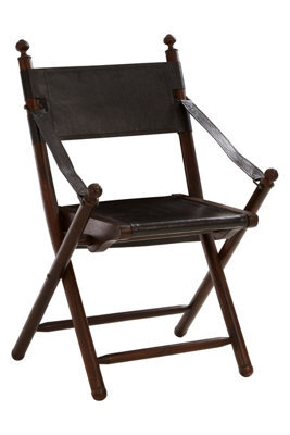 Orsina Timeless Design Teak And Black Folding Chair, Versatile Garden Chair For Outdoor, Space Saving Camping Chair - image 1