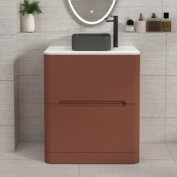 Royal Bathrooms Venice 700mm Terracotta Clay Freestanding Bathroom Countertop Vanity Unit 2 Drawer With Art Square Basin - thumbnail 1