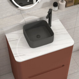 Royal Bathrooms Venice 700mm Terracotta Clay Freestanding Bathroom Countertop Vanity Unit 2 Drawer With Art Square Basin - thumbnail 6