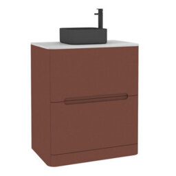 Royal Bathrooms Venice 700mm Terracotta Clay Freestanding Bathroom Countertop Vanity Unit 2 Drawer With Art Square Basin - thumbnail 7