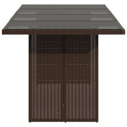 Walplus Garden Table With Glass Top Brown 190X80X74 Cm Poly Rattan - thumbnail 4
