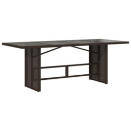 Walplus Garden Table With Glass Top Brown 190X80X74 Cm Poly Rattan - thumbnail 2