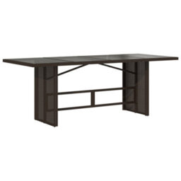 Walplus Garden Table With Glass Top Brown 190X80X74 Cm Poly Rattan - thumbnail 5