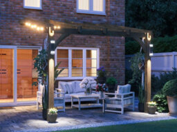 Dunster House Wooden Lean To Pergola Kit 3M X 3M Wall Mounted Garden Plant Frame Leviathan - thumbnail 2