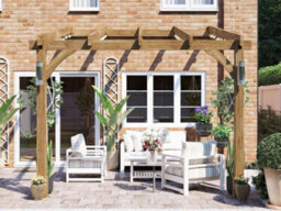Dunster House Wooden Lean To Pergola Kit 3M X 3M Wall Mounted Garden Plant Frame Leviathan - thumbnail 3