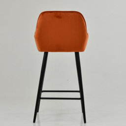 Lakeland Furniture Carson Burnt Orange Velvet Black Fixed Leg Base Bar Stool - thumbnail 6