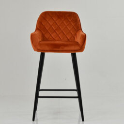 Lakeland Furniture Carson Burnt Orange Velvet Black Fixed Leg Base Bar Stool - thumbnail 3