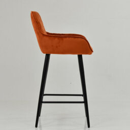 Lakeland Furniture Carson Burnt Orange Velvet Black Fixed Leg Base Bar Stool - thumbnail 5