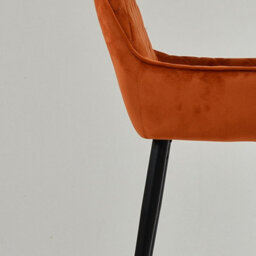 Lakeland Furniture Carson Burnt Orange Velvet Black Fixed Leg Base Bar Stool - thumbnail 7