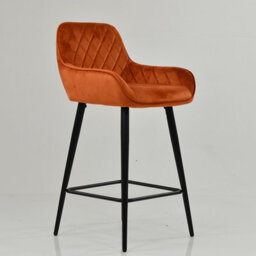 Lakeland Furniture Carson Burnt Orange Velvet Black Fixed Leg Base Bar Stool - thumbnail 4
