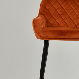 Lakeland Furniture Carson Burnt Orange Velvet Black Fixed Leg Base Bar Stool - thumbnail 8