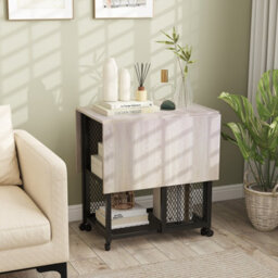 Gainoom Drop Leaf Bar Table Set 3 Piece Folding Dining Table Set W/ 2 Stools Grey - thumbnail 5