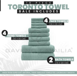 Gaveno Cavailia 10 Piece Toronto Towel Bale Set Duck Egg Premier Super Soft And Quick Obsorbent Bath Towel - thumbnail 2