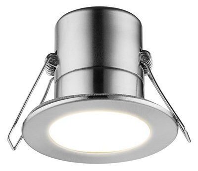 Luceco Eco Matt Silver Stainless Steel Effect Fixed Led Fire-Rated Cool White Downlight 5W Ip65, Pack Of 6 - image 1