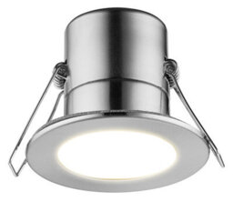 Luceco Eco Matt Silver Stainless Steel Effect Fixed Led Fire-Rated Cool White Downlight 5W Ip65, Pack Of 6