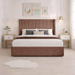 Luxury Mink Plush Milan King Size Bed Frame With Mattress 54 Inches Wingback Headboard 2 Footend Storage Drawers - thumbnail 4