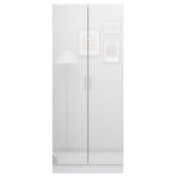 Reflect 2 Door Plain Wardrobe - White Gloss & Matt White - Hanging Rails & Shelves - H: 180Cm X W: 76Cm - Modern Sleek Design - thumbnail 7