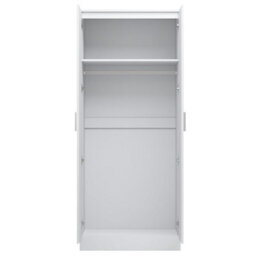 Reflect 2 Door Plain Wardrobe - White Gloss & Matt White - Hanging Rails & Shelves - H: 180Cm X W: 76Cm - Modern Sleek Design - thumbnail 8