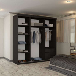 Sliding Wardrobes 4 u LTD Modern Full Sliding Mirror Wardrobe Elegant Design & Ample Storage - Black 200Cm - thumbnail 3