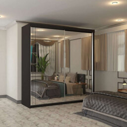 Sliding Wardrobes 4 u LTD Modern Full Sliding Mirror Wardrobe Elegant Design & Ample Storage - Black 200Cm - thumbnail 1