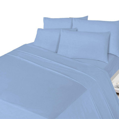 Homes & Linen Flannelette Flat Bed Sheets 100% Brushed Cotton Thermal Flannel Flat Sheets