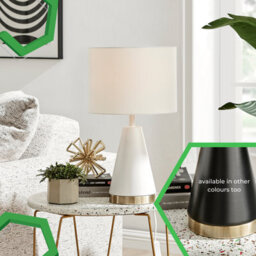 Furniturebox Zoe White Conical Table Lamp With Gold Chrome Base And White Fabric Light Shade Including A Rated Energy Efficient Led Bulb - thumbnail 7