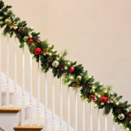 Xample 9Ft Pre-Lit Christmas Artificial Garland With 90 Warm White Twinkling Led Lights, Red Shatter-Resistant Ornaments, Pinecones - thumbnail 5