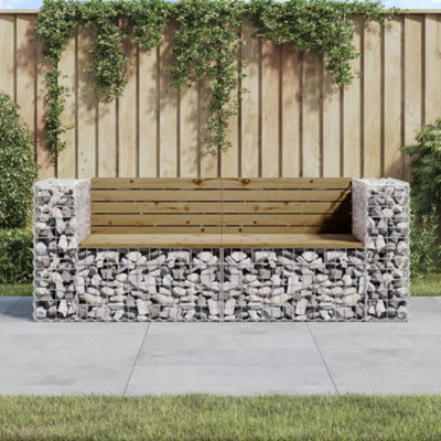 Berkfield Garden Bench Gabion Design 184X71X65.5 Cm Impregnated Wood Pine - image 1