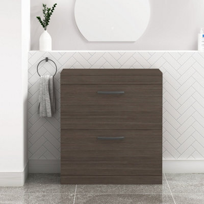 Royal Bathrooms Turin 800mm Grey Elm Floor Standing Worktop Vanity Unit - 2 Drawer With Matt Black Handle - image 1