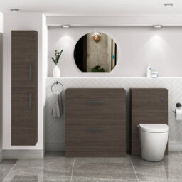 Royal Bathrooms Turin 800mm Grey Elm Floor Standing Worktop Vanity Unit - 2 Drawer With Matt Black Handle - thumbnail 2