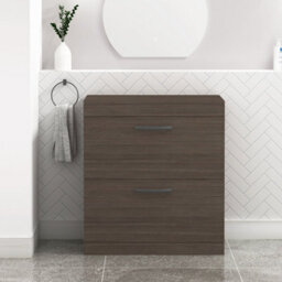 Royal Bathrooms Turin 800mm Grey Elm Floor Standing Worktop Vanity Unit - 2 Drawer With Matt Black Handle - thumbnail 1