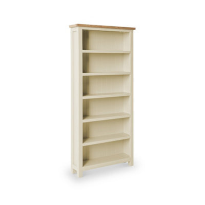 Farro Cream 6 Tier Large Bookcase - Painted With Oak Top - By Roseland Furniture - image 1
