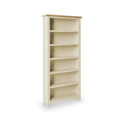 Farro Cream 6 Tier Large Bookcase - Painted With Oak Top - By Roseland Furniture