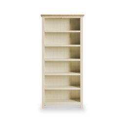 Farro Cream 6 Tier Large Bookcase - Painted With Oak Top - By Roseland Furniture - thumbnail 3