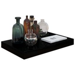 Berkfield Floating Wall Shelf High Gloss Black 40X23X3.8 Cm Mdf - thumbnail 3