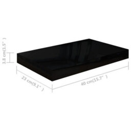 Berkfield Floating Wall Shelf High Gloss Black 40X23X3.8 Cm Mdf - thumbnail 7