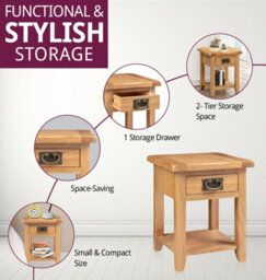 Hallowood Furniture Monchique Oak Small Lamp Table - thumbnail 5