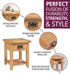 Hallowood Furniture Monchique Oak Small Lamp Table - thumbnail 2