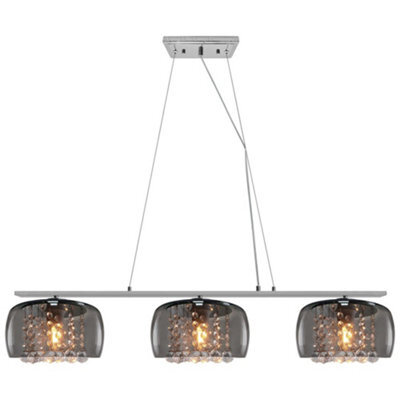 Long Life Lamps Company Modern Ceiling Crystal Droplet Pendant Light Triple Smoked Grey Glass H3103 - image 1
