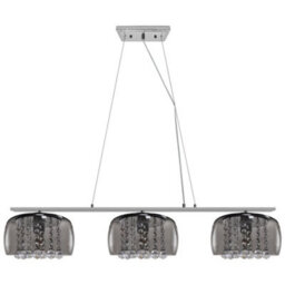 Long Life Lamps Company Modern Ceiling Crystal Droplet Pendant Light Triple Smoked Grey Glass H3103 - thumbnail 3
