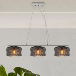Long Life Lamps Company Modern Ceiling Crystal Droplet Pendant Light Triple Smoked Grey Glass H3103 - thumbnail 7