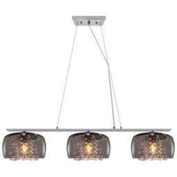 Long Life Lamps Company Modern Ceiling Crystal Droplet Pendant Light Triple Smoked Grey Glass H3103 - thumbnail 1