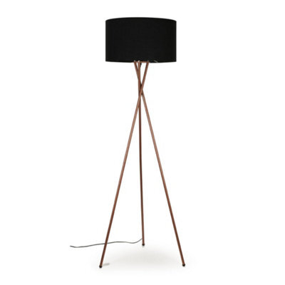 Valuelights Camden Copper Tripod Floor Lamp With Black Drum Shade And Bulb - image 1