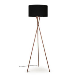 Valuelights Camden Copper Tripod Floor Lamp With Black Drum Shade And Bulb - thumbnail 3