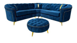 Stratus Interiors Ambassador Panel Sofa Luxury Design With Metal Trim Accents - L Shape Corner - Silver Trim