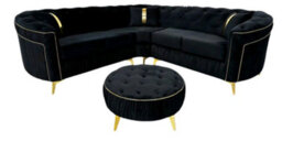 Stratus Interiors Ambassador Panel Sofa Luxury Design With Metal Trim Accents - L Shape Corner - Silver Trim - thumbnail 3