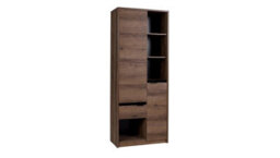 Arte Elegant Denver 08 Tall Cabinet - Oak Monastery & Black Gloss, 80Cm Wide - W800mm X H2000mm X D400mm