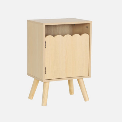 Sweeek - Children's Bedside Table, Wood Decor, 1 Door, Natural, 34X23.5X52 Cm - Azur - image 1